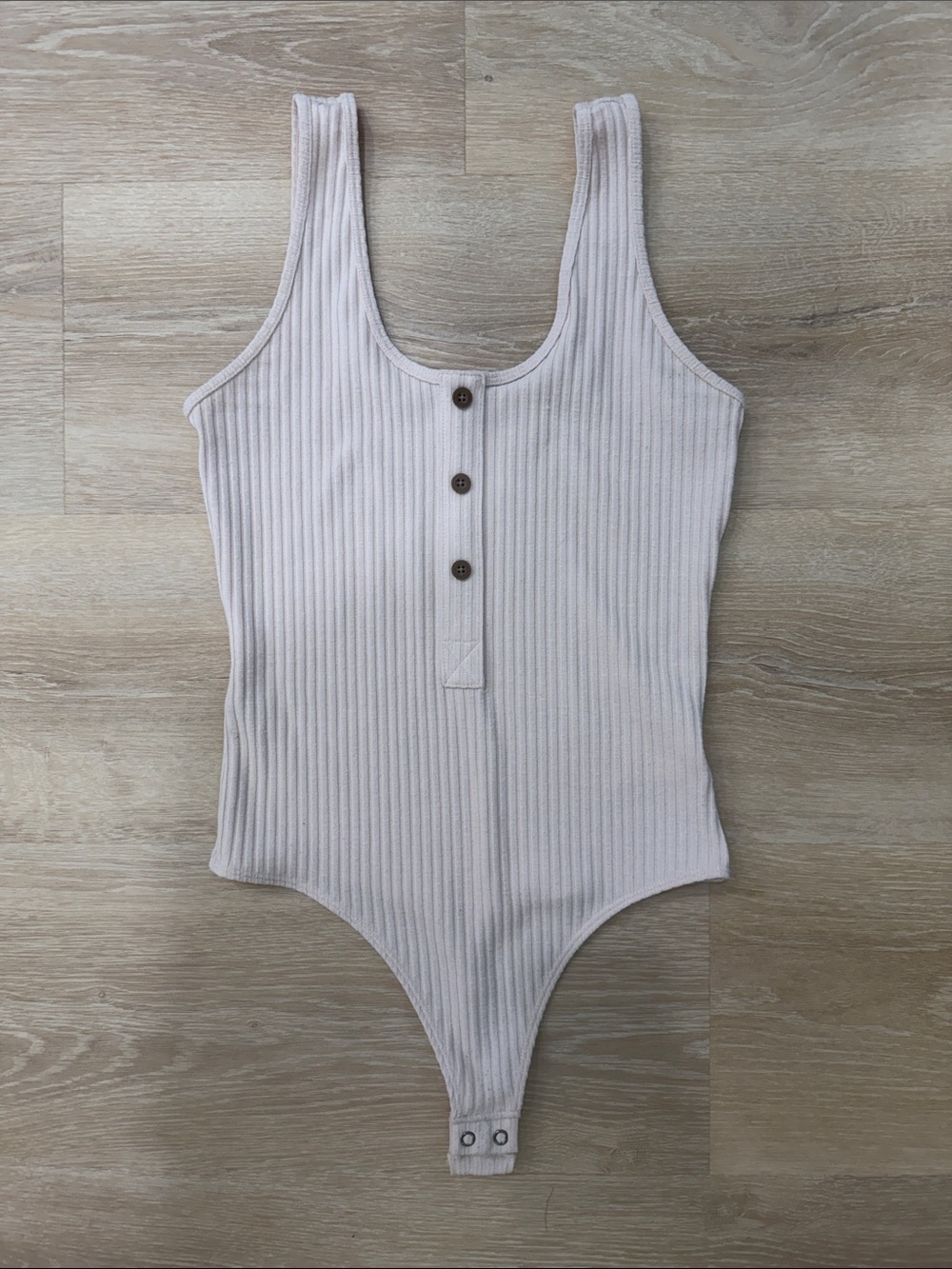 Express Ribbed Tank Bodysuit in Pale Pink